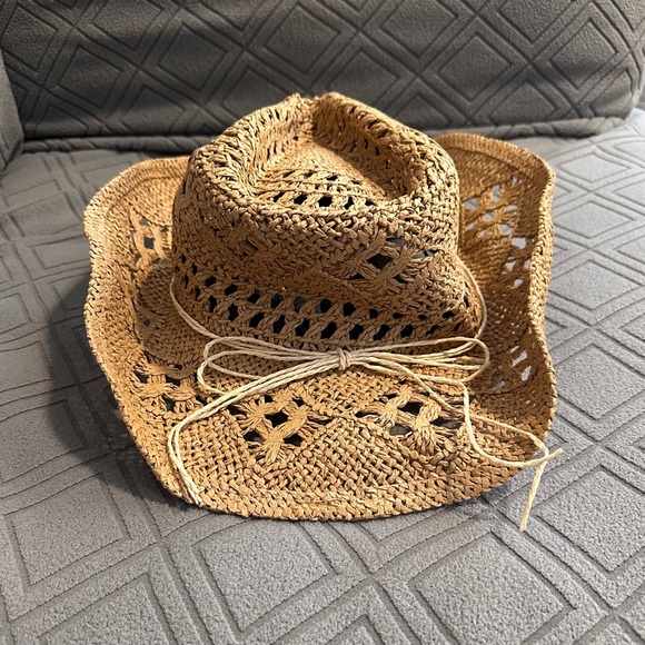 Cowboy Hat Women Summer Western Cowgirl Woven Hollow Out Wide Brim Hat rodeo - Picture 9 of 11